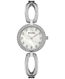 Bulova Crystal Collection Mother of Pearl Dial Silver Steel Strap Watch for Women - 96L223 Authentic Buy Shop Now
