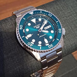 Seiko 5 Sports Automatic Green Dial Silver Steel Strap Watch For Men - SRPD61K1 Authentic Buy Shop Now