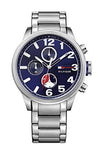 Tommy Hilfiger Jackson Chronograph Blue Dial Silver Steel Strap Watch for Men - 1791242 Authentic Buy Shop Now