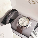 Fossil Wakefield Chronograph White Dial Brown Leather Strap Watch for Men - CH2943 Authentic Buy Shop Now
