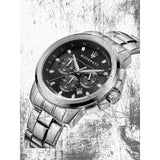 Maserati Successo Chronograph Black Dial Silver Steel Strap Watch For Men - R8873621001 Authentic Buy Shop Now