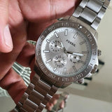 Fossil Bannon Multifunction Chronograph Silver Dial Silver Steel Strap Watch for Men - BQ2490 Authentic Buy Shop Now