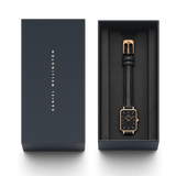 Daniel Wellington Quadro Black Dial Black Leather Strap Watch For Women - DW00100449 Authentic Buy Shop Now