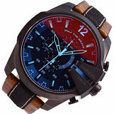 Diesel Mega Chief Quartz Black Dial Two Tone Leather Strap Watch For Men - DZ4305 Authentic Buy Shop Now