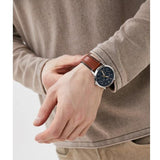 Fossil Neutra Minimalist Moonphase Blue Dial Brown Leather Strap Watch for Men - FS5903 Authentic Buy Shop Now