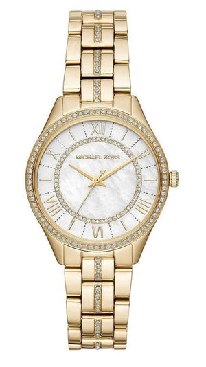 Michael Kors Lauryn Mother of Pearl White Dial Gold Steel Strap Watch for Women - MK3899 Authentic Buy Shop Now