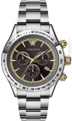 Versace Classic Chronograph Quartz Black Dial Silver Steel Strap Watch For Men - VEV700419 Authentic Buy Shop Now
