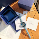 Swarovski Octea Lux Chrono Blue Dial Blue Leather Strap Watch for Women - 5580600 Authentic Buy Shop Now