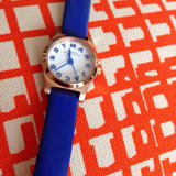 Marc Jacobs Henry White Dial Blue Leather Strap Watch for Women - MBM1238 Authentic Buy Shop Now