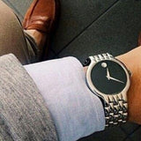 Movado Classic Quartz Black Dial Silver Steel Strap Watch for Men - 0606337 Authentic Buy Shop Now