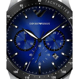 Emporio Armani Mario Chronograph Blue Dial Black Leather Strap Watch For Men - AR11522 Authentic Buy Shop Now