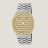 Gucci 25H Quartz Gold Dial Silver Steel Strap Watch for Women - YA163403 Authentic Buy Shop Now