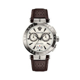 Versace Aion Chronograph White Dial Brown Leather Strap Watch for Men - VBR010017 Authentic Buy Shop Now