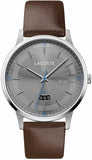 Lacoste Madrid Grey Dial Brown Leather Strap Watch for Men - 2011033 Authentic Buy Shop Now
