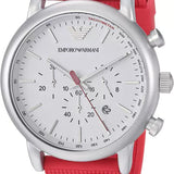 Emporio Armani Luigi Chronograph White Dial Red Rubber Strap Watch For Men - AR11021 Authentic Buy Shop Now