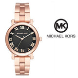 Michael Kors Noire Black Dial Rose Gold Steel Strap Watch for Women - MK3585 Authentic Buy Shop Now