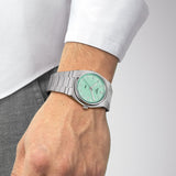 Tissot PRX Quartz Light Green Dial Silver Steel Strap Watch for Men - T137.410.11.091.01 Authentic Buy Shop Now