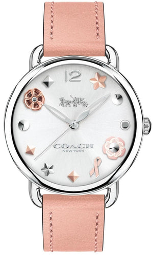 Coach Delancey White Dial Pink Leather Strap Watch for Women - 14502799 Authentic Buy Shop Now