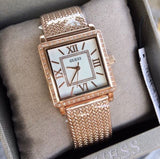 Guess Highline Off White Dial Rose Gold Stainless Steel Mesh Strap Watch For Women - W0826L3 Authentic Buy Shop Now