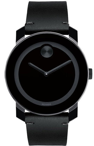 Movado Bold Black Dial Black Leather Strap Watch For Men - 3600306 Authentic Buy Shop Now