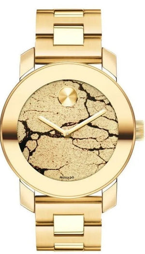 Movado Bold Glitter Gold Dial Gold Steel Strap Watch for Women - 3600346 Authentic Buy Shop Now