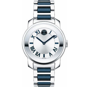 Movado Bold Silver Dial Two Tone Steel Strap Watch For Women - 3600354 Authentic Buy Shop Now
