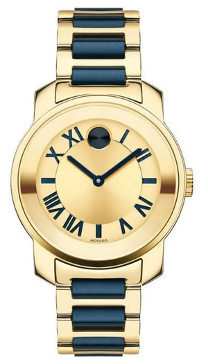 Movado Bold Yellow Gold Dial Two Tone Steel Strap Watch for Women - 3600355 Authentic Buy Shop Now