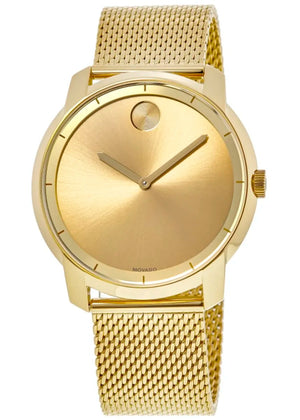 Movado Bold Gold Dial Gold Mesh Bracelet Watch For Men - 3600373 Authentic Buy Shop Now