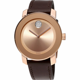 Movado Bold Rose Gold Dial Brown Leather Strap Watch for Men - 3600395 Authentic Buy Shop Now