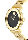 Movado Bold Black Dial Gold Steel Strap Unisex Watch - 3600397 Authentic Buy Shop Now