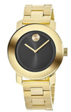 Movado Bold Black Dial Gold Steel Strap Unisex Watch - 3600397 Authentic Buy Shop Now
