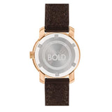 Movado Bold Rose Gold Dial Brown Leather Strap Watch For Women - 3600438 Authentic Buy Shop Now