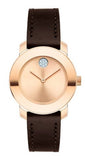 Movado Bold Rose Gold Dial Brown Leather Strap Watch For Women - 3600438 Authentic Buy Shop Now