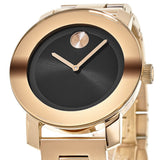 Movado Bold Black Dial Rose Gold Steel Strap Watch for Women - 3600463 Authentic Buy Shop Now