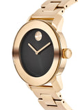 Movado Bold Black Dial Rose Gold Steel Strap Watch for Women - 3600463 Authentic Buy Shop Now
