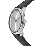 Movado Bold Silver Dial Black Leather Strap Watch For Men - 3600468 Authentic Buy Shop Now