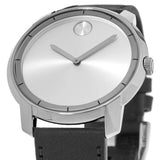Movado Bold Silver Dial Black Leather Strap Watch For Men - 3600468 Authentic Buy Shop Now