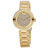 Movado Bold Crystal Gold Dial Gold Steel Strap Watch For Women - 3600492 Authentic Buy Shop Now