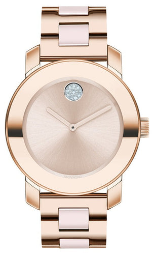 Movado Bold Rose Gold Dial Two Tone Steel Strap Watch for Women - 3600639 Authentic Buy Shop Now