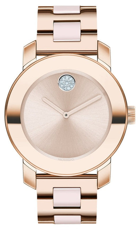 Movado Bold Rose Gold Dial Two Tone Steel Strap Watch for Women - 3600639 Authentic Buy Shop Now