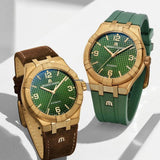 Maurice Lacroix Aikon Automatic Green Dial Brown Leather Strap Watch For Men - AI6008-BRZ0B-630-M Authentic Buy Shop Now