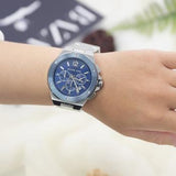 Michael Kors Lennox Chronograph Blue Dial Silver Steel Strap Watch For Men - MK8938 Authentic Buy Shop Now