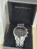 Emporio Armani Chronograph Black Dial Silver Steel Strap Watch For Men - AR11017 Authentic Buy Shop Now
