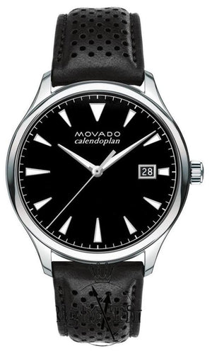 Movado Heritage Calendoplan Black Dial Black Leather Strap Watch for Men - 3650004 Authentic Buy Shop Now