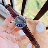 Movado Heritage Moonphase Blue Dial Brown Leather Strap Watch For Women - 3650009 Authentic Buy Shop Now