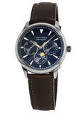 Movado Heritage Moonphase Blue Dial Brown Leather Strap Watch For Women - 3650009 Authentic Buy Shop Now