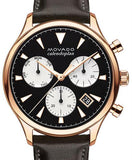 Movado Heritage Calendoplan Chronograph Black Dial Brown Leather Strap Watch for Men - 3650021 Authentic Buy Shop Now