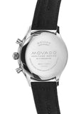 Movado Heritage Calendoplan Chronograph Silver Dial Black Leather Strap Watch for Men - 3650024 Authentic Buy Shop Now