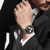 Movado Heritage Calendoplan Chronograph Black Dial Silver Mesh Strap Watch for Men - 3650097 Authentic Buy Shop Now