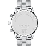 Movado Heritage Calendoplan Chronograph Blue Dial Silver Steel Strap Watch For Men - 3650124 Authentic Buy Shop Now